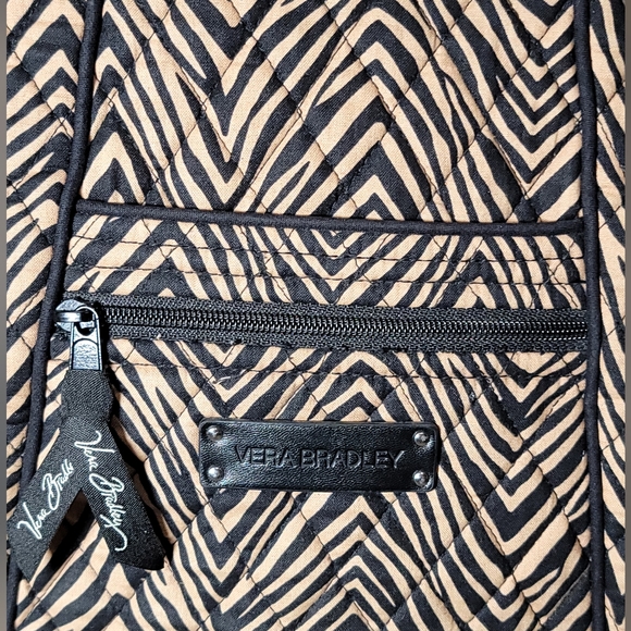 SOLD Vera Bradley Zip Hipster Zebra Tiger Print Crossbody Bag Purse Tan Black - Picture 3 of 14